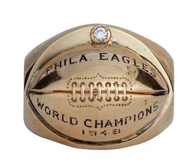 1948 Philadelphia Eagles Championship Charm-Mounted Players Ring - Frank "Bucko" Kilroy